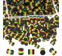 100Pcs Rasta Jamaica Beads,BENOSPACE 8mm Black Red Green Yellow Striped Cylinder Bead Black History Month Juneteenth Craft Acrylic Loose Spacer Cylinder Beads for DIY Bracelet Necklace Jewelry Making