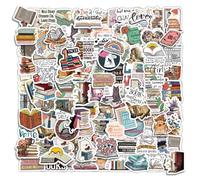100PCS Reading Graffiti Book Stickers Bookish Sticker Exquisite Waterproof Decoration for Skateboards, Cars, Water Bottles, Suitcases, Mobile Phones, Laptops, Teenagers and Children