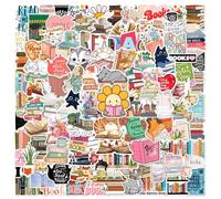 100Pcs Reading Stickers Laptop Car Scrapbook Phone Skateboard Suitcase Luggage Bike Reading Stickers Vinyl Waterproof Aesthetic Personalised Stickers for Teens Boys Girls Adults
