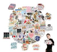 100Pcs Reading Stickers Waterproof Vinyl Stickers Reading Fantasy Reading Motivational Quote Stickers Vinyl Aesthetic Stickers for Water Bottles Laptops Books Skateboards