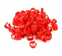 100Pcs Red 16mm Poultry Leg Rings Chicken Duck Identification Bands Plastic Foot Loops for Goose Pigeon