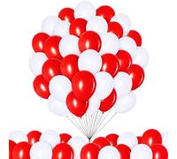 100Pcs Red and White England Theme Balloons 12 Inch for FIFA 2026 World Cup - Latex Football Party Decorations for Sports Events, Fan Celebrations and Street Parties