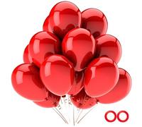 100pcs Red Balloons,12 inch Latex Party Balloons Helium Quality for Like Birthday Party,Wedding, Anniversary, Christmas or Vanlentine's Decoration (with Red Ribbon)