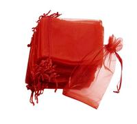 100pcs Red Gauze Drawstring Pouch 7x9cm for Jewellery Storage