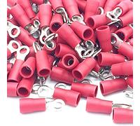 100pcs Red Insulated Crimp Ring Terminals 3.2mm Stud Size Connectors
