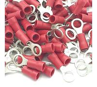 100pcs Red Insulated Crimp Ring Terminals 5.3mm Stud Size Connectors