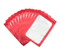 100pcs Red Mylar Ziplock Bags - Foil Sealed, Holographic Plastic Packaging - 6x10cm Smell Proof, Resealable, Small, Sample, Storage, Grip Seal Bags for Food, Jewelry