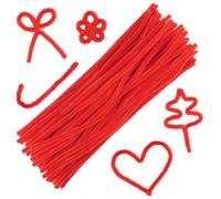 100Pcs Red Pipe Cleaners, 30cm Pipecleaners for Craft, Soft Fuzzy Pipe Cleaners Wire Sculpture for Craft Flowers, Holloween, Chritsmas,Mother's Day, Valentine's Day DIY Projects Decor