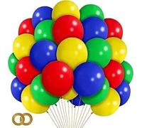 100PCS Red Yellow Blue and Green Balloons 12 Inch Matte Blue Yellow Red Green Latex Balloon for Carnival Circus Balloon arch Kids Birthday Baby Shower Party Decorations