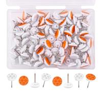 100pcs Reflective Tacks for Trail Marking, Trail Marking Pegs Reflective Thumb Tacks Trail Reflective Tacks Practical Glow Tacks for Hunting Hiking Camping (Orange, White)