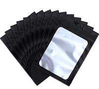 100Pcs Resealable Mylar Ziplock Bags for Food Storage Smell Proof Pouch for Candy Cookies Party Favor (Black,9 x 16 cm)