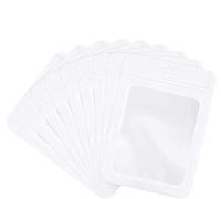 100Pcs Resealable Mylar Ziplock Bags for Food Storage Smell Proof Pouch for Candy Cookies Party Favor (White,16 x 24 cm)