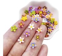 100Pcs Resin Daisy Flowers for Crafts Dollhouse Miniatures Resin Mini Things Tiny Daisy Flowers for Fairy Garden Dollhouse Micro Landscaping Decoration