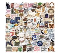 100pcs Retro Book Stickers, Vintage Reading Books Scrapbooking Sticker, Waterproof Various Retro Word Cute Pattern, for IPAD, Laptop, Ebook Readers Cute Booktok Vinyl Decals Water Bottle