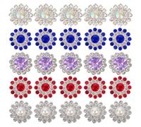 100pcs Rhinestone Flower Button Iron Flatback Craft Accessory | Shiny Flower Shape, Break Resistant Iron Build, for Hair Clips, Celebration Embellishing and Festive Projects Random Color