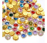 100Pcs Rhinestones for Bedazzling, Flower Crystal Bedazzling Kit with Rhinestones Jewels Gems for Crafting sew on Flatback Rhinestone with Metal Base for Clothes Hats Sewing Shoes DIY Accessories