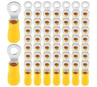 100Pcs Ring Terminals Sturdy Flame Retardant Tinned Brass Multi-Functional Insulated Copper Wire Electrical Connection Terminal Cable Connector Square Terminal