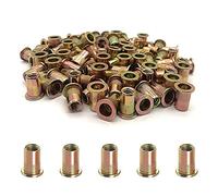 100PCS-Rivet Nuts,1/4"-20Carbon Steel UNC Rivet Nut Assortment Kit, Flat Head Threaded Insert Nutserts Assort(1/4"-20)