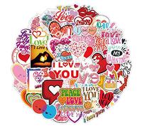 100Pcs Romantic Stickers Love Stickers Decals,I Love You Stickers Vinyl Stickers for Girls,Waterproof Heart Stickers for Laptop Water Bottle Guitar Scrapbook Phone Case Lovely Stickers Pack for Man