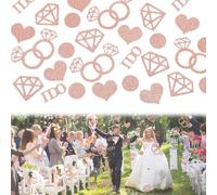 100Pcs Rose Gold Glitter Confetti,Wedding & Hen Party Table Decorations,Engagement, Bridal Shower, Bachelorette Party Circle and Ring Confetti Set