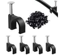 100PCS Round Cable Clips, 10MM Cable Nail Clips,Wire Tidy Clips, Durable Cable Wall Clips for Organizing Ethernet, USB Cable, Phone Line and TV Line-Black