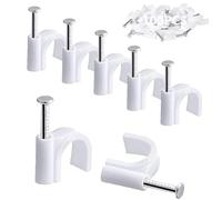 100PCS Round Cable Clips, 3MM Electrical Cable Wall Clip Cable Nail Clips Management, Wire Tidy Clips Pins Cable Tacks for Ethernet, Electrical Cables, Wires