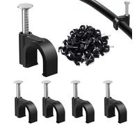 100PCS Round Cable Clips, 8MM Cable Nail Clips,Wire Tidy Clips, Durable Cable Wall Clips for Organizing Ethernet, USB Cable, Phone Line and TV Line-Black