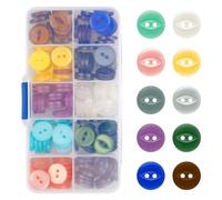 100Pcs Round Fish Eye Buttons, GLADFRESIT 2 Hole Resin Baby Buttons - Colorful Sewing Buttons for Cardigans, Knitting, DIY Crafts Accessories 10 Colors (14mm)