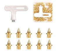 100pcs Running Spikes, 0.25in Stainless Steel Athletics Spikes for Track Shoes with 1pcs Spike Wrench Track Cricket Spikes Sports Replacement Supplies for Cross Country(Gold)