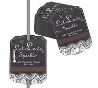 100pcs Rustic White Lace Wedding Sparkler Tags with Match Holder and Striker Send Off Exit Tags for Wedding,Black