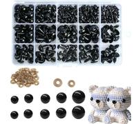 100Pcs Safety Eyes for Crochet Toys - 6-12mm Plastic Crochet Eyes with Washers for Tcrochet Toys, Perfect for Crochet Toys & DIY Craft Dolls