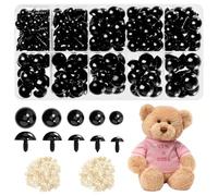 100PCS Safety Eyes for Crochet Toys, Craft Eyes with Backings for Amigurumi Teddy Bear Eyes Doll Making DIY Crafts,Black Plastic Toy Eyes (6-12 mm) with Storage Box
