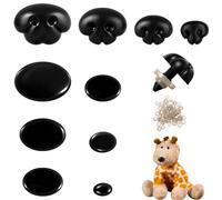 100PCS Safety Noses for Crochet Animals with 100PCS Washers, Different Sizes Safety Noses, Plastic Black Craft Nose for Crochet Animals, Crafts, Puppets, Plush Animal, and Doll Making