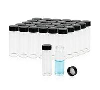 100pcs Sample Glass Bottles 30 mL Clear Glass Sample Vials 24-400 Black Closed Top PP Cap, PE Liner Sample Containers Lab Vial Liquid Oil Bottle 27.5 × 84 mm