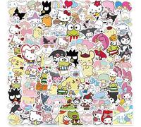 100Pcs Sanrio Stickers, Anime Stickers, Helllokittty Stickers MyMelody&Kuromi Cute Stickers Pack Kids Waterproof Sticker Aesthetic Vinyl Stickers, Skateboard Stickers for Teens Girls Kids