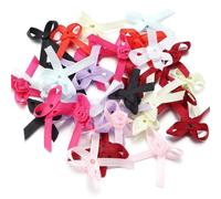 100pcs Satin Ribbon Bows 3.5x4.5cm Flower Bow Tie Small Size Bowknot for DIY Sewing Craft Clothing Decoration(Mixed)