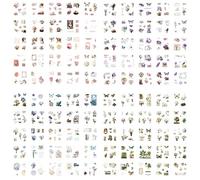 100pcs Scrapbook Accessories - Waterproof Pet Stickers, Cute & Exquisite Self-Adhesive Stickers for Laptop, Black, White & Colorful (Green)