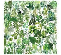 100Pcs Scrapbooking Stickers, Transparent Waterproof Plant Floral Stickers with Aesthetic Nature Leaf Designs, Junk Journal Planner Laptop Decoration (Fresh Green Foliage)