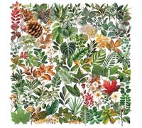 100Pcs Scrapbooking Stickers, Transparent Waterproof Plant Floral Stickers with Aesthetic Nature Leaf Designs, PET Material Sticker Pack for Junk Journal Planner and Laptop Decoration