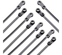 100Pcs Secure Cable Ties with Loops, 7.8 Inches/20cm Round Hole Self-Locking Ultra-Cold Resistant Screw Hole Cable Tie, Multi-Purpose Self-Locking Nylon Cord Management, Can Be Fixed with Screws