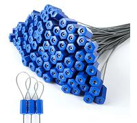 100PCS Security Cable Seals, Numbered Tamper Proof Tags, Blue Steel Pull-Tite, Metal Self-Locking Cable, 11.8"300mm