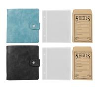 100Pcs Seed Packets Envelopes, 2 Storage Books, PU Leather 2 Hole Loose Leaf Seed Organizer Binder, Dustproof Waterproof Storage Organizer Folder Garden Kernel Categorizer Binder for Garden Lover