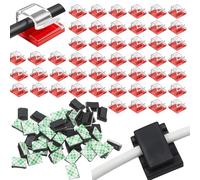 100PCS Self Adhesive Cable Clips, Small Black and Transparent Wire Clips for Organizing Computer Cables in Office, Car Wires and Home Electronics