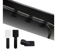100PCS Self Adhesive Cable Tidy Clips Straps, Hook and Loop Cable Ties, Under Desk Cable Management, Wire Organiser Cord Management for Household Kitchen Office Essentials-Black