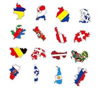 100pcs Self-Adhesive National Flag Stickers, World Map Car Decals, Pvc Vinyl Car Body and Glass Stickers, Assorted Colors, 6x5.5cm, for Cars, Laptops, Walls
