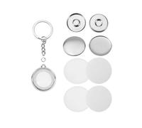 100Pcs/set Double-Sided Key Chain Parts for Badge Machine Round Pin Making Supplies Metal Front Cover Blank Paper Compatible and Multi-Use(58mm)