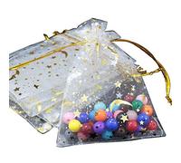 100Pcs/set Drawstring Wedding Favor Bags Moon Star Organza Jewelry Candy 9x7cm 3.5x2.8inch Wrap