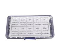 100pcs/set Fast Glass Fuses 10 Size Tube Assorted 100pcs 5x20mm Set 1 Box for Household Use Glass Fuses