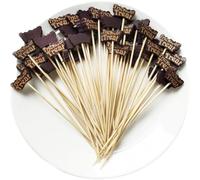 100pcs/set Halloween Cocktail Picks Trick or Fruit Fork Wooden Buffet Dessert Cocktail Stick Halloween Party Supplies