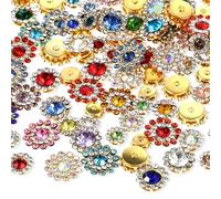 100PCS Sew on Rhinestones for Crafting, Multicolor Crystal Glass Gems with Metal Base Flower Claw Flatback Embellishments, Bedazzling Rhinestones for Clothes Shoes & Sewing Accessories (8/10/12/14 mm)
